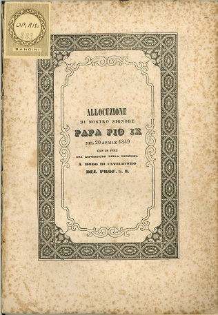 Allocuzione di nostro signore papa Pio IX del 20 aprile 1849