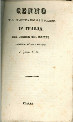 Cenno sulla statistica morale e politica d'Italia