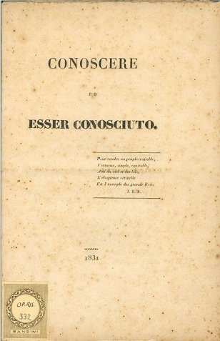 Conoscere ed esser conosciuto