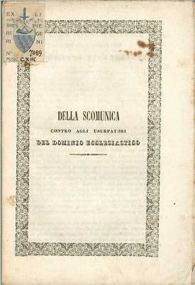 Della scomunica contro agli usurpatori del dominio ecclesiastico