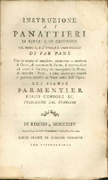 Instruzione ai panattieri di città e di campagna sul modo il più facile e vantaggioso di far pane