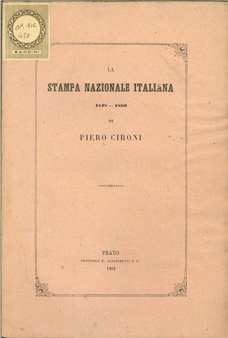 La stampa nazionale italiana 1828-1860