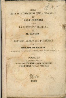 Sulle attuali condizioni della Romagna. La questione Italiana. Lettera al romano Pontefice.